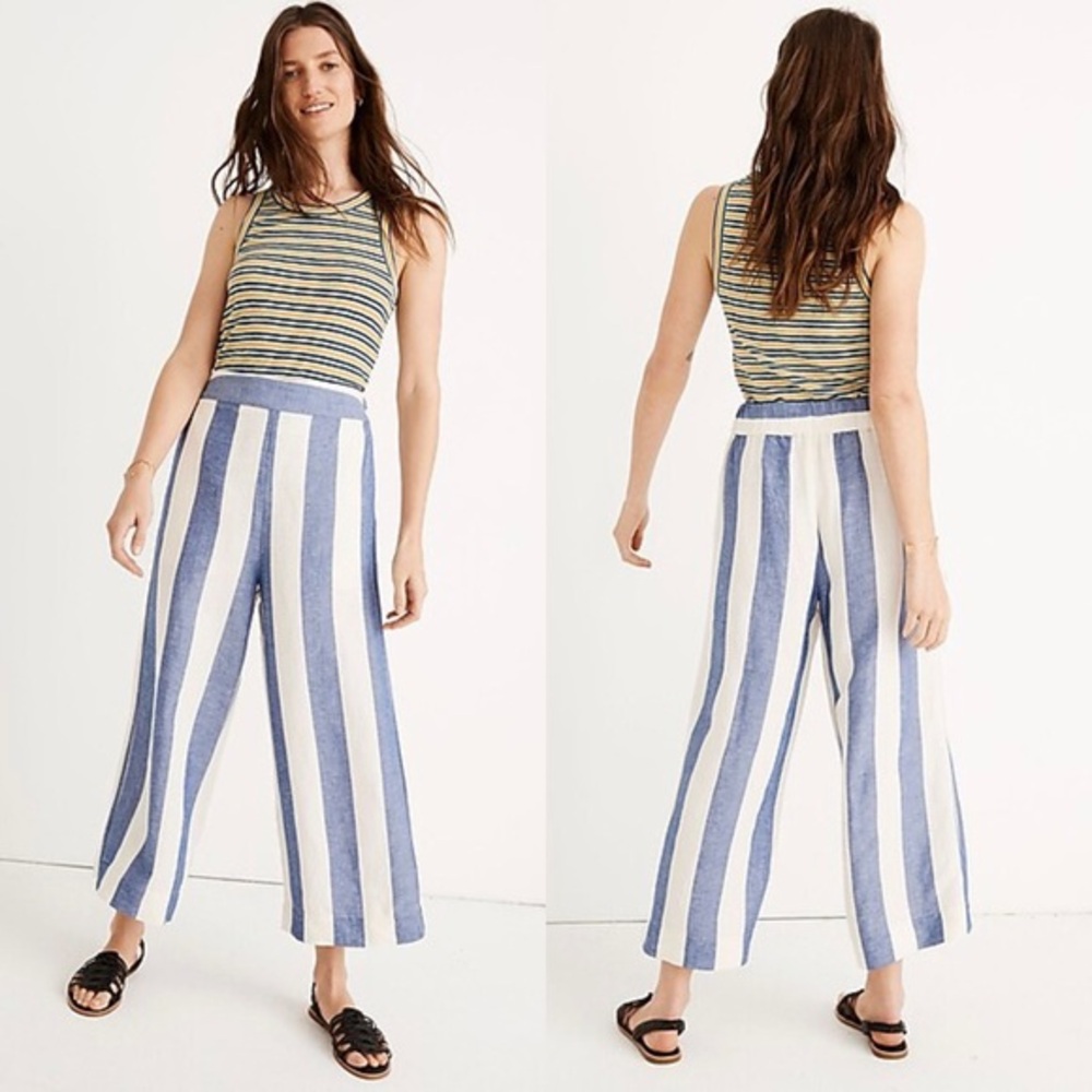 Madewell Huston Pull On Crop Pants Blue‎ Stripe